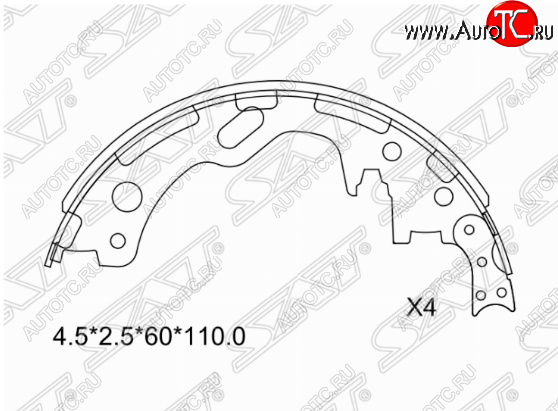 3 199 р. Комплект задних тормозных колодок SAT  Nissan Atlas  F23 (1992-2007) правый руль рестайлинг  с доставкой в г. Горно‑Алтайск