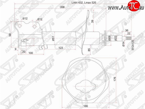 4 949 р. Левый амортизатор передний SAT Nissan Avenir (1999-2005)  с доставкой в г. Горно‑Алтайск