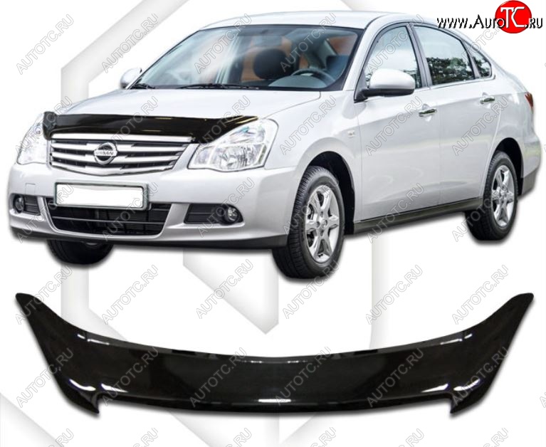 2 079 р. Дефлектор капота CA-Plastic  Nissan Bluebird Sylphy  седан (2005-2012) G11 (Classic черный, Без надписи)  с доставкой в г. Горно‑Алтайск