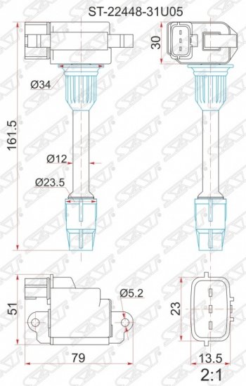 Катушка зажигания SAT Nissan (Нисан) Cefiro (Цефиро)  A32 (1994-1998) A32