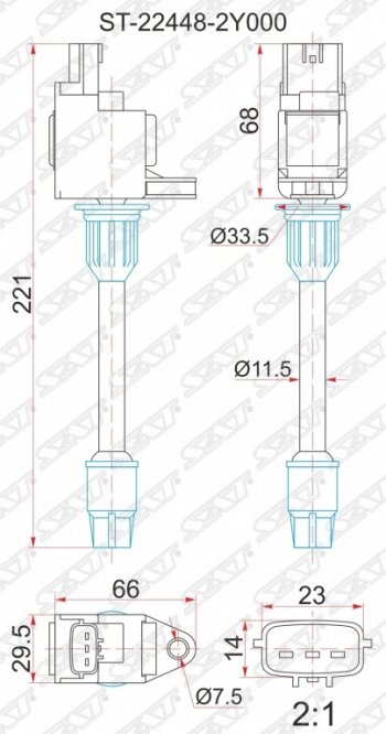 Катушка зажигания SAT Nissan (Нисан) Cefiro (Цефиро)  A33 (1998-2003) A33