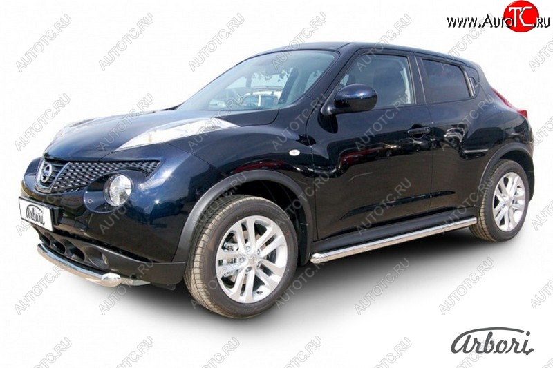 12 149 р. Защита штатных порогов 2WD Arbori (нержавейка, d57 mm). Nissan Juke 1 YF15 рестайлинг (2014-2020)  с доставкой в г. Горно‑Алтайск