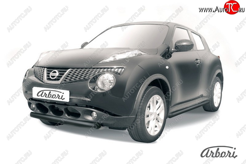 5 399 р. Защита переднего бампера 2WD Arbori (короткая, черная, 1 труба d57 mm). Nissan Juke 1 YF15 дорестайлинг (2010-2014)  с доставкой в г. Горно‑Алтайск