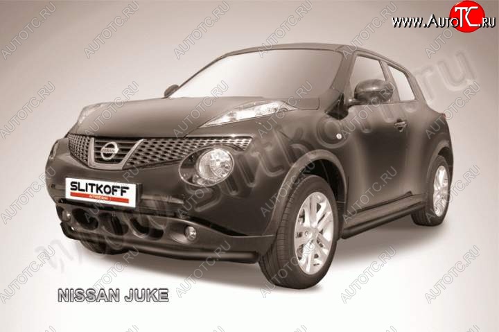 8 949 р. Защита переднего бампера из трубы d57 Slitkoff Nissan Juke 1 YF15 дорестайлинг (2010-2014) (Цвет: серебристый)  с доставкой в г. Горно‑Алтайск