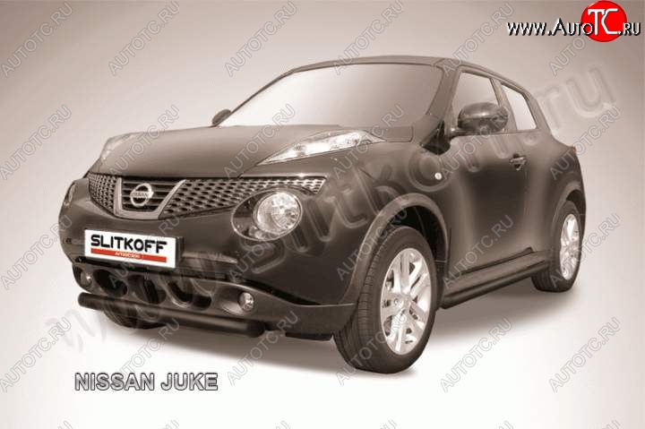 7 699 р. Защита переднего бампера из трубы d57 Slitkoff Nissan Juke 1 YF15 дорестайлинг (2010-2014) (Цвет: серебристый)  с доставкой в г. Горно‑Алтайск