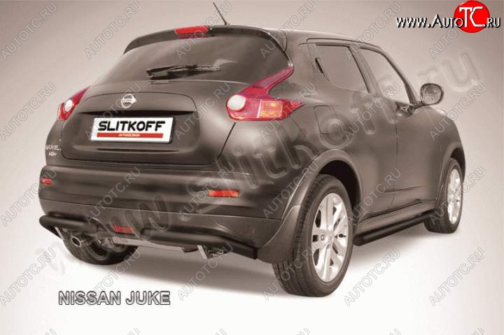 8 299 р. Защита заднего бампера из труб d57 Slitkoff (уголки, 57, 2WD) Nissan Juke 1 YF15 дорестайлинг (2010-2014) (Цвет: серебристый)  с доставкой в г. Горно‑Алтайск