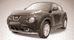 Одинарная защита переднего бампера из трубы диаметром 57 мм Slitkoff Nissan Juke 1 YF15 дорестайлинг (2010-2014)