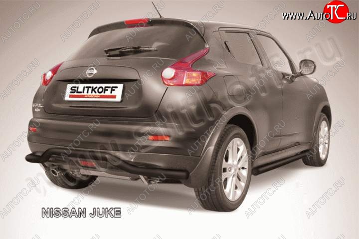 8 949 р. Защита заднего бампера из трубы d57 Slitkoff (волна) Nissan Juke 1 YF15 дорестайлинг (2010-2014) (Цвет: серебристый)  с доставкой в г. Горно‑Алтайск