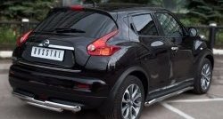 15 549 р. Защита заднего бампера (Ø63 и 42 мм, нержавейка) SLITKOFF Nissan Juke 1 YF15 дорестайлинг (2010-2014)  с доставкой в г. Горно‑Алтайск. Увеличить фотографию 4