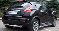 13 949 р. Защита заднего бампера (Ø63 и 42 мм, нержавейка) SLITKOFF Nissan Juke 1 YF15 дорестайлинг (2010-2014)  с доставкой в г. Горно‑Алтайск. Увеличить фотографию 4