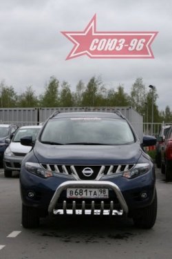 20 654 р. Защита переднего бампера Souz-96 (d76) Nissan Murano 2 Z51 дорестайлинг (2008-2011)  с доставкой в г. Горно‑Алтайск. Увеличить фотографию 2