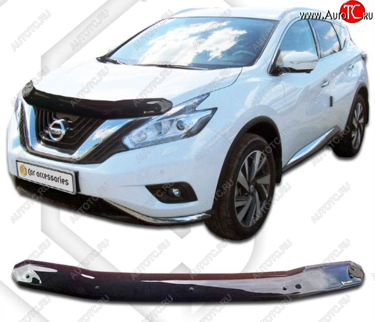 1 999 р. Дефлектор капота CA-Plastiс  Nissan Murano  3 Z52 (2015-2025) дорестайлинг, рестайлинг (Classic черный, Без надписи)  с доставкой в г. Горно‑Алтайск