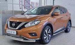 19 999 р. Защита переднего бампера (2 трубыØ63 и 42 мм, нержавейка) SLITKOFF  Nissan Murano  3 Z52 (2015-2022) дорестайлинг  с доставкой в г. Горно‑Алтайск. Увеличить фотографию 2