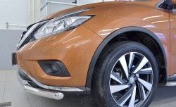 19 999 р. Защита переднего бампера (2 трубыØ63 и 42 мм, нержавейка) SLITKOFF  Nissan Murano  3 Z52 (2015-2022) дорестайлинг  с доставкой в г. Горно‑Алтайск. Увеличить фотографию 3