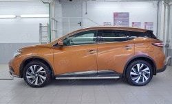 26 999 р. Порожки для ног (Ø42) SLITKOFF Nissan Murano 3 Z52 дорестайлинг (2015-2022) (лист - алюминий, профиль - нержавейка)  с доставкой в г. Горно‑Алтайск. Увеличить фотографию 3