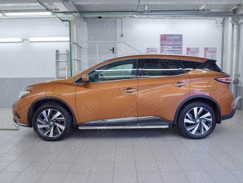 25 849 р. Широкая защита порогов с трубой диаметром 42 мм SLITKOFF v2 Nissan Murano 3 Z52 дорестайлинг (2015-2022)  с доставкой в г. Горно‑Алтайск. Увеличить фотографию 3