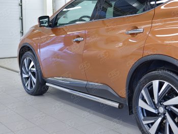 20 849 р. Защита порогов из круглой трубы диаметром 63 мм SLITKOFF v2 Nissan Murano 3 Z52 дорестайлинг (2015-2022)  с доставкой в г. Горно‑Алтайск. Увеличить фотографию 3