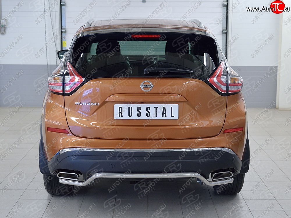 17 699 р. Защита заднего бампера (Ø42 мм волна, нержавейка) SLITKOFF Nissan Murano 3 Z52 дорестайлинг (2015-2022)  с доставкой в г. Горно‑Алтайск