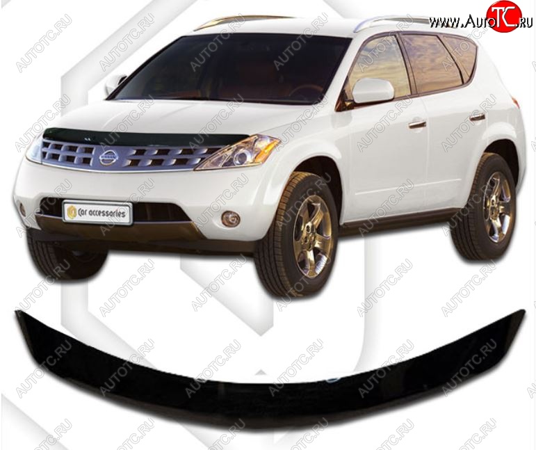 1 999 р. Дефлектор капота CA-Plastic  Nissan Murano  1 Z50 (2002-2009) (Classic черный, Без надписи)  с доставкой в г. Горно‑Алтайск