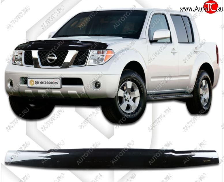 1 999 р. Дефлектор капота CA-Plastiс  Nissan Navara  2 D40 (2004-2010) дорестайлинг (Classic черный, Без надписи)  с доставкой в г. Горно‑Алтайск