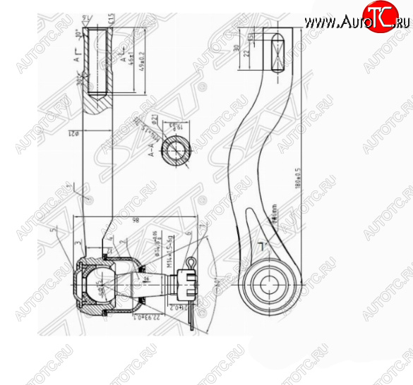 819 р. Левый наконечник рулевой тяги SAT  Nissan Navara  2 D40 (2004-2010) дорестайлинг  с доставкой в г. Горно‑Алтайск