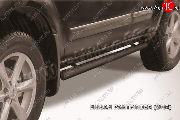 11 749 р. Защита порогов Slitkoff Nissan Pathfinder R51 дорестайлинг (2004-2007) (Цвет: серебристый)  с доставкой в г. Горно‑Алтайск