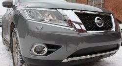 1 469 р. Нижняя сетка на бампер Russtal (черная) Nissan Pathfinder R52 дорестайлинг (2012-2017)  с доставкой в г. Горно‑Алтайск. Увеличить фотографию 2