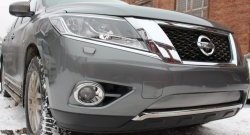 1 539 р. Нижняя сетка на бампер Russtal (хром) Nissan Pathfinder R52 дорестайлинг (2012-2017)  с доставкой в г. Горно‑Алтайск. Увеличить фотографию 2