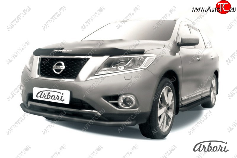 6 749 р. Защита переднего бампера Arbori (черная, 1 труба d57 mm). Nissan Pathfinder R52 дорестайлинг (2012-2017)  с доставкой в г. Горно‑Алтайск