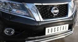 15 999 р. Защита переднего бампера (2 трубыØ63 и 42 мм, нержавейка) SLITKOFF Nissan Pathfinder R52 дорестайлинг (2012-2017)  с доставкой в г. Горно‑Алтайск. Увеличить фотографию 3