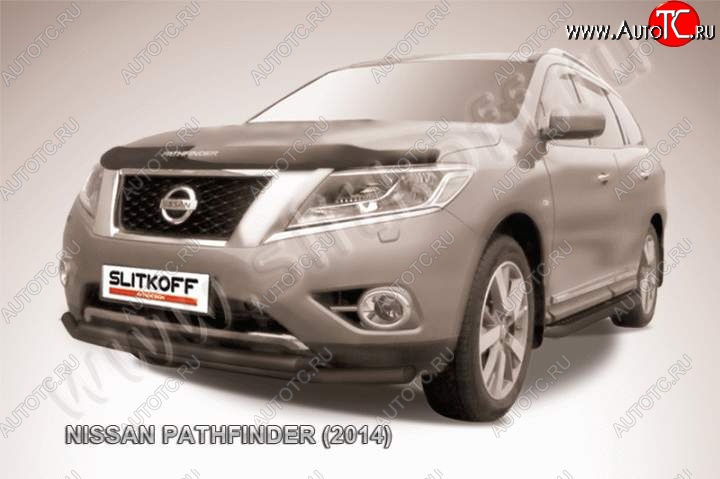 11 249 р. Защита переднего бампер Slitkoff Nissan Pathfinder R52 дорестайлинг (2012-2017) (Цвет: серебристый)  с доставкой в г. Горно‑Алтайск