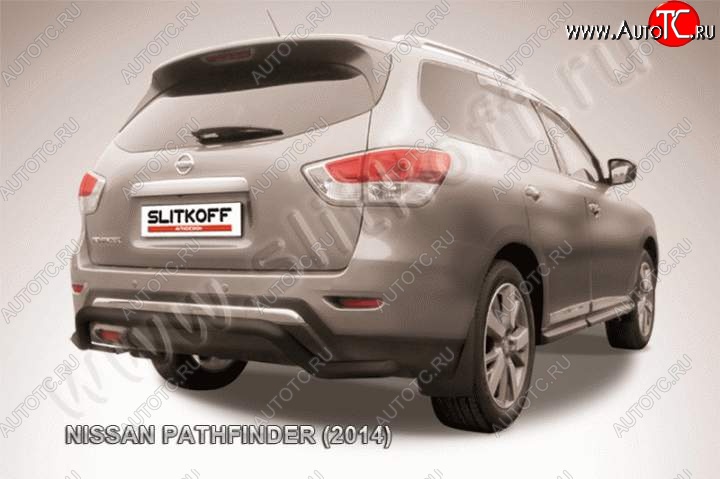 9 999 р. Защита задняя Slitkoff  Nissan Pathfinder  R52 (2012-2017) дорестайлинг (Цвет: серебристый)  с доставкой в г. Горно‑Алтайск