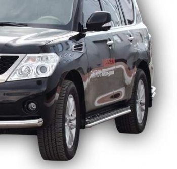 Защита порогов ТехноСфера (Техно Сфера) (Сталь с покрытием, d40 mm) Nissan Patrol 6 Y62 дорестайлинг (2010-2014)