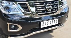 21 849 р. Защита переднего бампера (Ø63 мм волна, нержавейка) SLITKOFF Nissan Patrol 6 Y62 дорестайлинг (2010-2014)  с доставкой в г. Горно‑Алтайск. Увеличить фотографию 2