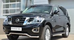 21 849 р. Защита переднего бампера (Ø63 мм волна, нержавейка) SLITKOFF Nissan Patrol 6 Y62 дорестайлинг (2010-2014)  с доставкой в г. Горно‑Алтайск. Увеличить фотографию 3