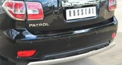 15 649 р. Защита заднего бампера (Ø75x42 мм, нержавейка) Russtal Nissan Patrol 6 Y62 рестайлинг (2014-2017)  с доставкой в г. Горно‑Алтайск. Увеличить фотографию 2