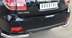 13 349 р. Защита заднего бампера (Ø76 мм уголки, нержавейка) SLITKOFF Nissan Patrol 6 Y62 рестайлинг (2014-2017)  с доставкой в г. Горно‑Алтайск. Увеличить фотографию 2