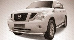 Одинарная защита переднего бампера из трубы диаметром 76 мм Slitkoff Nissan Patrol 6 Y62 дорестайлинг (2010-2014)