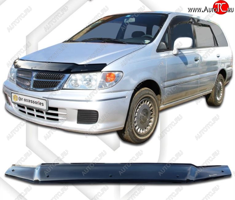 2 079 р. Дефлектор капота CA-Plastic  Nissan Presage  U30 (1998-2001) дорестайлинг (Classic черный, Без надписи)  с доставкой в г. Горно‑Алтайск