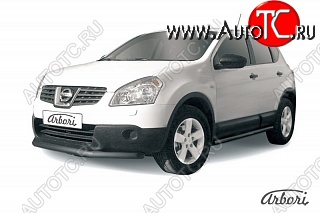 5 939 р. Защита переднего бампера Arbori (короткая, черная, 1 труба d57 mm). Nissan Qashqai 1 дорестайлинг (2007-2010)  с доставкой в г. Горно‑Алтайск