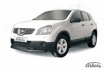 7 199 р. Защита переднего бампера Arbori (черная, 2 трубы d57 и 42 mm) Nissan Qashqai 1 дорестайлинг (2007-2010)  с доставкой в г. Горно‑Алтайск. Увеличить фотографию 1