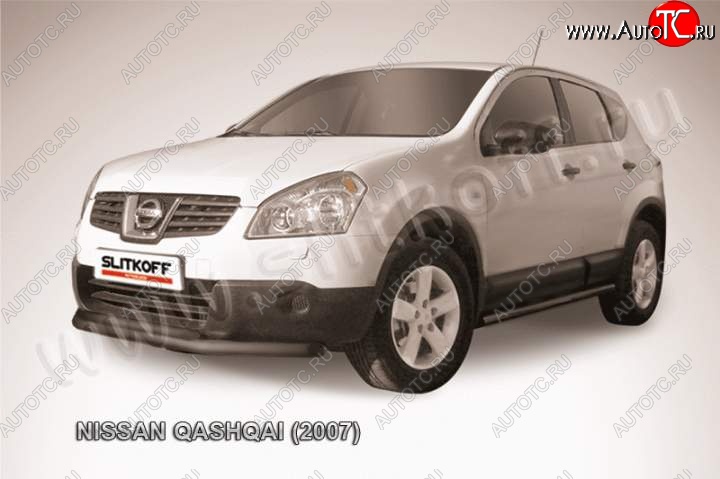 8 449 р. защита переднего бампера Slitkoff  Nissan Qashqai  1 (2007-2010) дорестайлинг (Цвет: серебристый)  с доставкой в г. Горно‑Алтайск