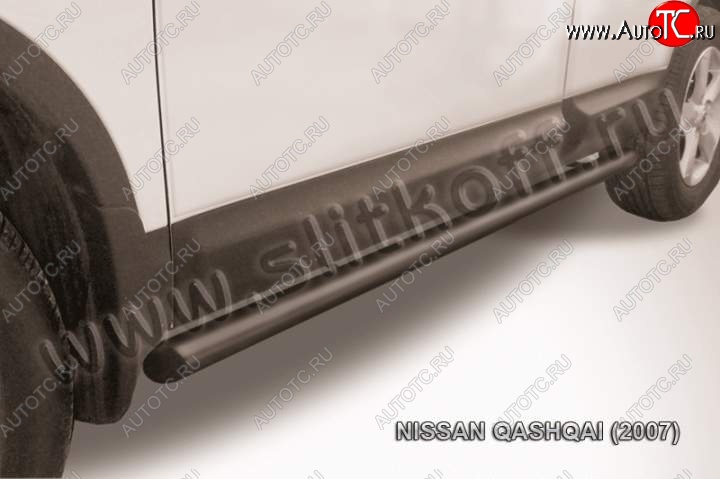 10 949 р. Защита порогов Slitkoff Nissan Qashqai 1 дорестайлинг (2007-2010) (Цвет: серебристый)  с доставкой в г. Горно‑Алтайск