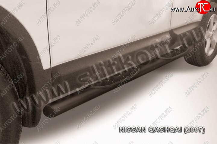 13 749 р. Защита порогов Slitkoff Nissan Qashqai 1 дорестайлинг (2007-2010) (Цвет: серебристый)  с доставкой в г. Горно‑Алтайск