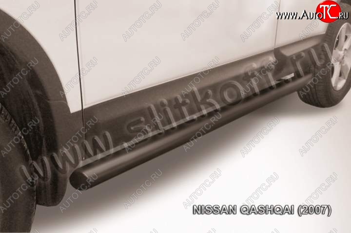 10 599 р. Защита порогов Slitkoff Nissan Qashqai 1 дорестайлинг (2007-2010) (Цвет: серебристый)  с доставкой в г. Горно‑Алтайск