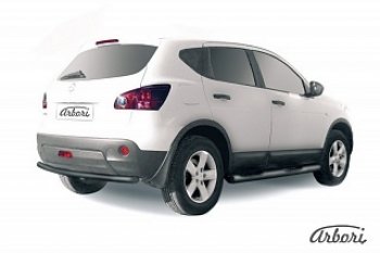 3 644 р. Защита заднего бампера Arbori (черная, 1 труба d57 mm).  Nissan Qashqai  1 (2007-2010) дорестайлинг  с доставкой в г. Горно‑Алтайск. Увеличить фотографию 1