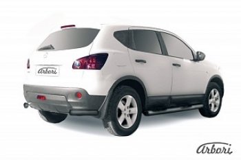 Защита заднего бампера Arbori (уголки, черная, 1 труба d57 mm). Nissan Qashqai 1 дорестайлинг (2007-2010)