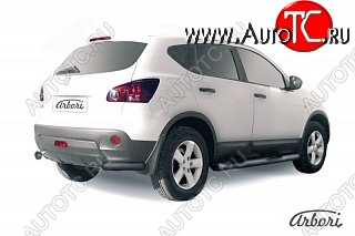 2 789 р. Защита заднего бампера Arbori (уголки, черная, 1 труба d57 mm). Nissan Qashqai 1 дорестайлинг (2007-2010)  с доставкой в г. Горно‑Алтайск