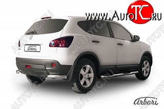 6 659 р. Защита заднего бампера Arbori (уголки, нержавейка, 1 труба d57 mm). Nissan Qashqai 1 дорестайлинг (2007-2010)  с доставкой в г. Горно‑Алтайск