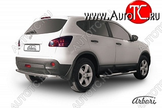 9 809 р. Защита заднего бампера Arbori (нержавейка, 1 труба d57 mm). Nissan Qashqai 1 дорестайлинг (2007-2010)  с доставкой в г. Горно‑Алтайск